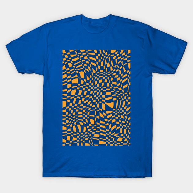 Blue and orange illusion T-Shirt by RAZZVSWORLD